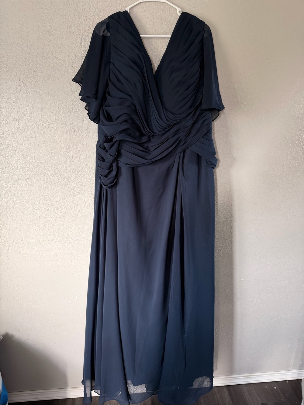 Navy Blue Corset Back Chiffon Special Occasion Gown Dress Woman’s Plus Size 3X